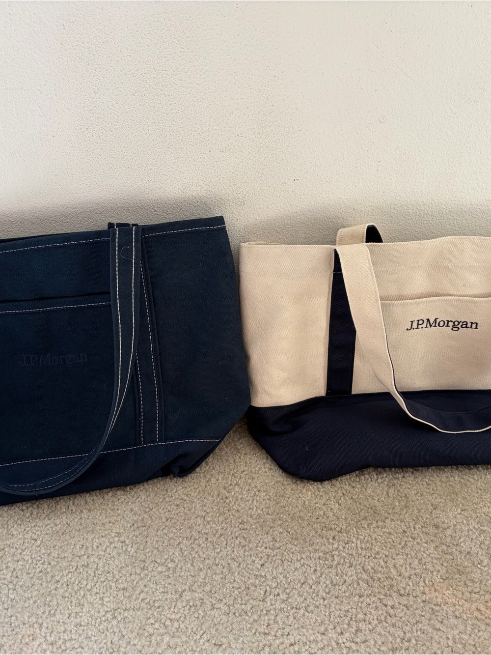 Pair of J.P. Morgan Logo Canvas Tote Bag Scarborough & tweed